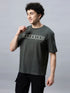Bold Comfort: Men's Oversize Printed Cotton T-Shirt Grey