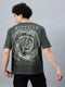 Bold Comfort: Men's Oversize Printed Cotton T-Shirt Grey