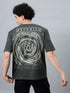 Bold Comfort: Men's Oversize Printed Cotton T-Shirt Grey