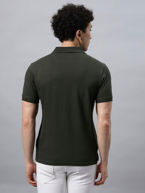 Classic Comfort: Men's 100% Cotton Polo T-shirt olive green
