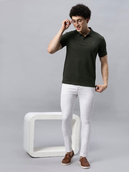 Classic Comfort: Men's 100% Cotton Polo T-shirt olive green