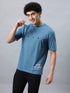 Bold Comfort: Men's Oversize Printed Cotton T-Shirt Blue