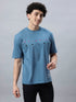 Bold Comfort: Men's Oversize Printed Cotton T-Shirt Blue