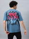 Bold Comfort: Men's Oversize Printed Cotton T-Shirt Blue