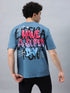 Bold Comfort: Men's Oversize Printed Cotton T-Shirt Blue