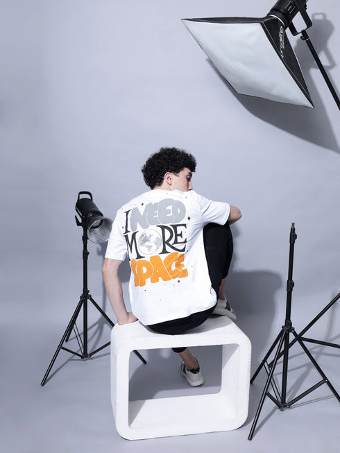 Bold Comfort: Men's Oversize Printed Cotton T-Shirt Blue