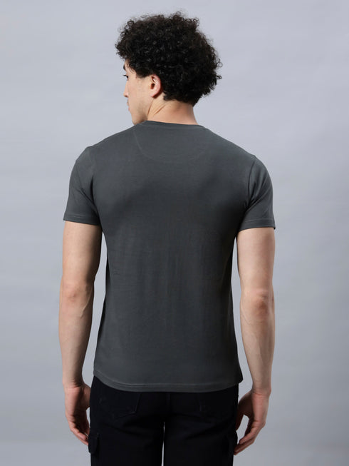 Men's 100% Cotton Round Neck Solid T-shirt Greyish Teal