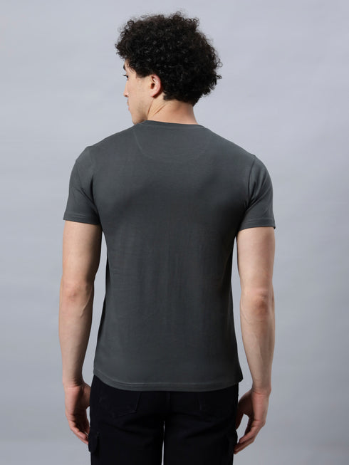 Men's 100% Cotton Round Neck Solid T-shirt Dark Sea Green