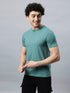 Men's 100% Cotton Round Neck Solid T-shirt Dark Sea Green
