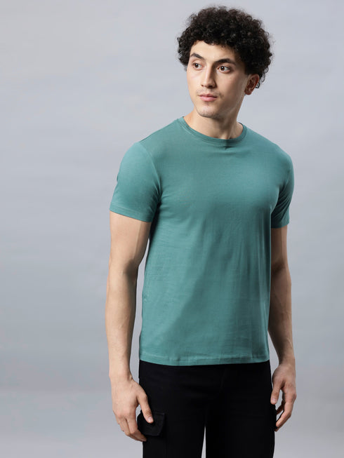 Men's 100% Cotton Round Neck Solid T-shirt Peach