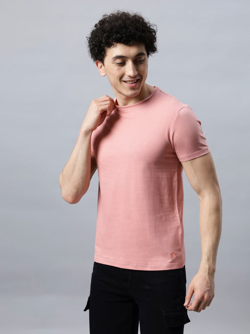 Men's 100% Cotton Round Neck Solid T-shirt Dark Sea Green