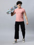 Men's 100% Cotton Round Neck Solid T-shirt Peach