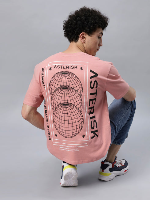 Bold Comfort: Men's Oversize Printed Cotton T-Shirt Grey