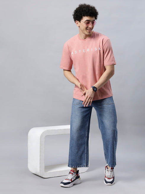 Bold Comfort: Men's Oversize Printed Cotton T-Shirt Grey