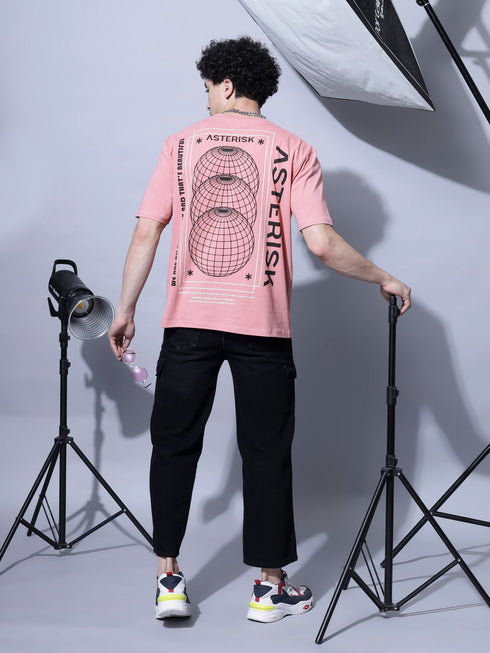 Bold Comfort: Men's Oversize Printed Cotton T-Shirt Grey