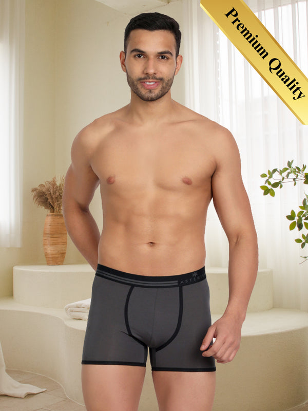 Experience Luxury Everyday – Ultra-Soft Men's Micromodal Solid Trunks Midnight Grey