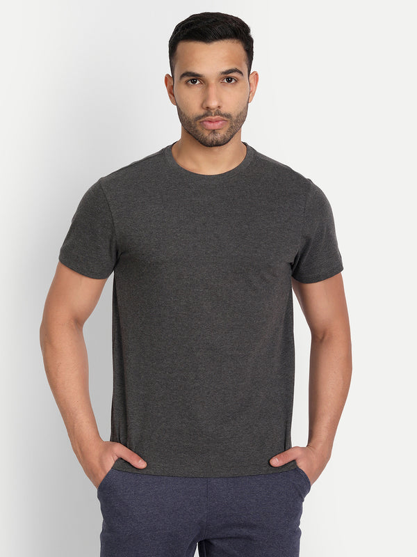 Men's Crew Neck MELANGE Tee Charcoal Grey