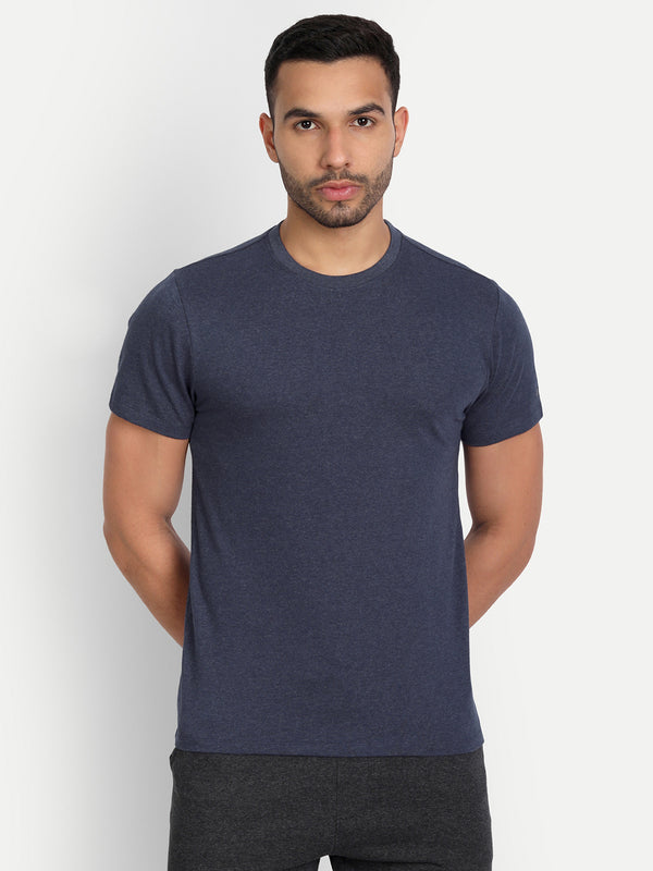 Men's Crew Neck MELANGE Tee Navy Blue