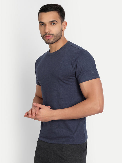 Men's Crew Neck MELANGE Tee Navy Blue